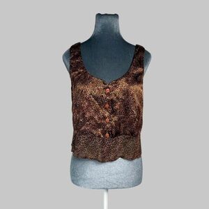 Vintage 90s Victoria’s Secret leopard print satin tank top animal print lingerie